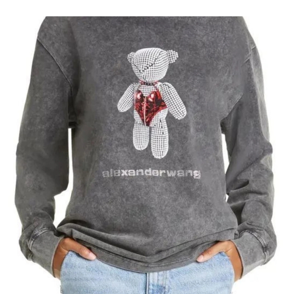Alexander Wang Charcoal Sweatshirt with Bear Graphic